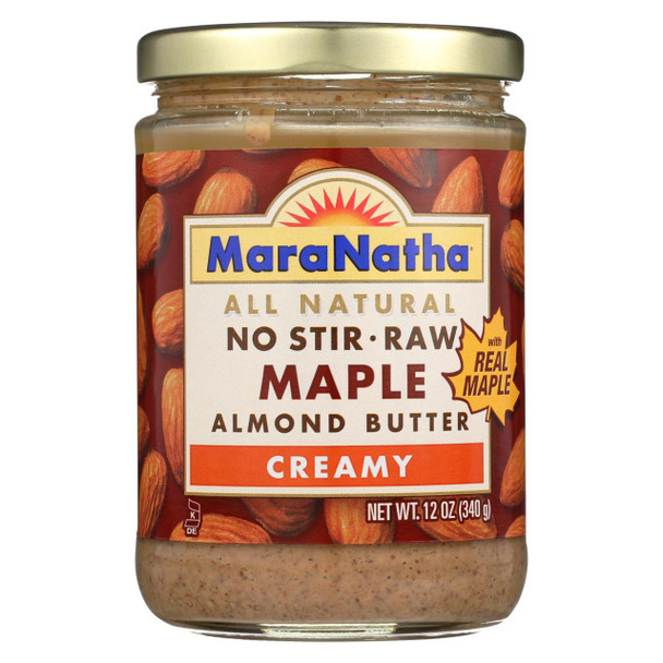 Maranatha Natural Foods Raw Maple Almond Butter - Creamy - No Stir - Case of 6 - 12 oz