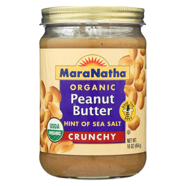 Maranatha Natural Foods Organic Peanut Butter - Crunchy & Sea Salt - Case of 6 - 16 oz