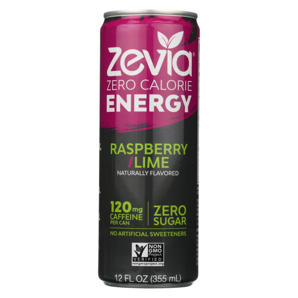 Zevia Zero Calorie Energy Drink - Raspberry/Lime - Case of 12 - 12 fl oz