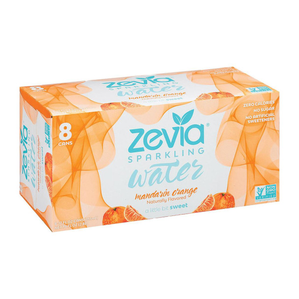 Zevia Sparkling Water - Mandarin Orange - Case of 3 - 8/12 fl oz