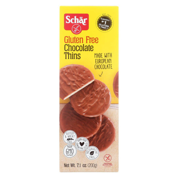 Schar Cookies - Chocolate Thins - Case of 12 - 7.1 oz