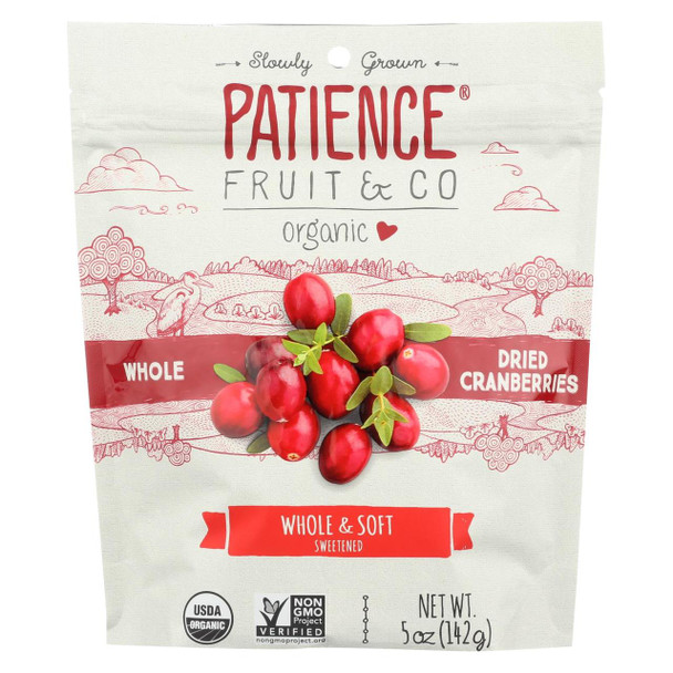 Patience Fruit and Co Dried Cranberry - Organic - Whole - Soft - Case of 8 - 5 oz