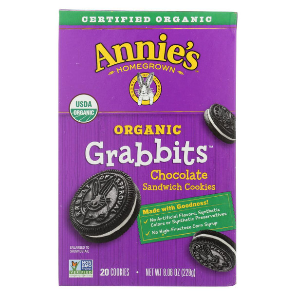 Annie'S Homegrown Cookie Grabbits Chocolate - Case Of 10 - 8.06 Oz