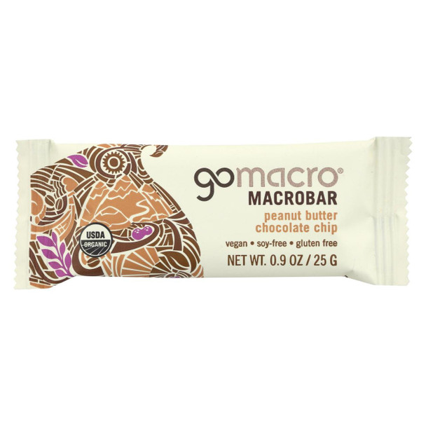 Gomacro Bar - Peanut Butter Chocolate Chip - Case of 24 - .9 oz