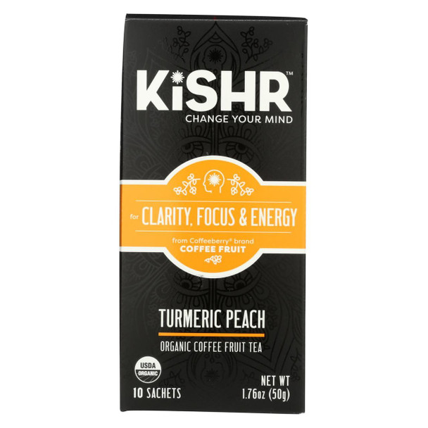 Kishr Coffee Fruit Tea - Organic - Turmeric Peach - Case of 6 - 1.76 oz