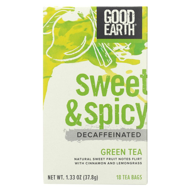 Good Earth Green Tea - Decaf Sweet & Spicy - Case of 6 - 18 count