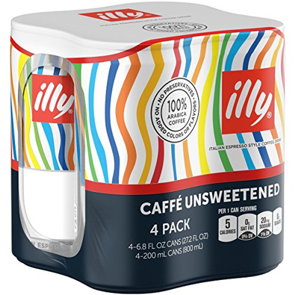 Illy Issimo Coffee Drink - Caffe Unsweetened - Case of 6 - 4/6.8 fl oz
