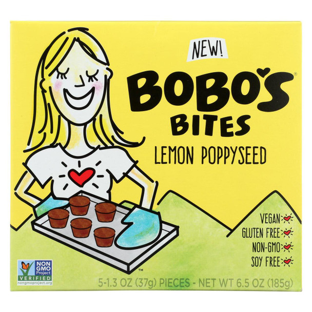 Bobo's Oat Bars - Oat Bites Lemon Poppyseed - Case of 6-5/1.3 oz