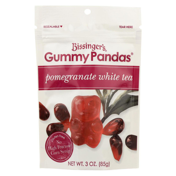 Bissinger's Gummy Pandas Pomegranate White Tea Gummy Pandas - Case of 12 - 3 oz.