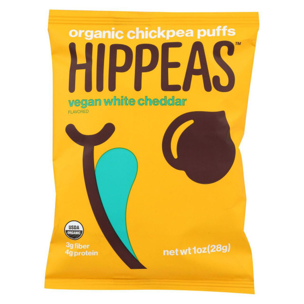 Hippeas Chickpea Puff - Organic - White Cheddar - Case of 24 - 1 oz