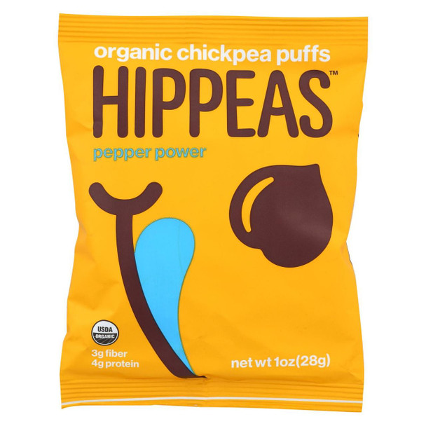 Hippeas Chickpea Puff - Organic - Pepper - Case of 24 - 1 oz