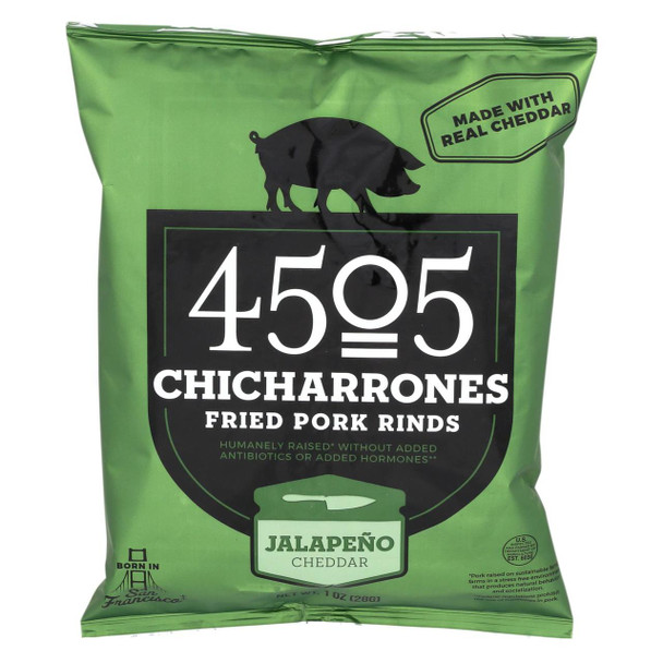 4505 - Pork Rinds - Chicharones - Jalapeno Cheddar - Case of 24 - 1 oz