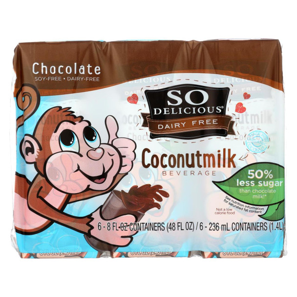 So Delicious Coconut Milk - Chocolate Organic Dairy Free - 6Pk - Case of 3 - 6/8 fl oz
