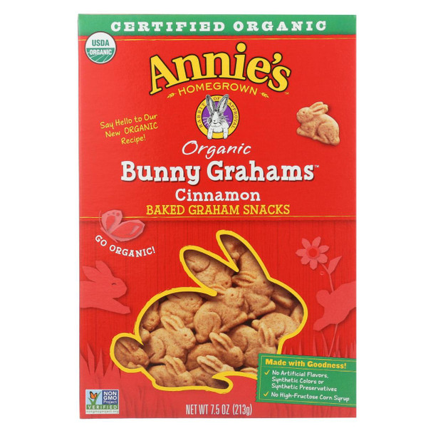 Annie'S Homegrown Bunny Grahams Cinnamon - Case Of 12 - 7.5 Oz