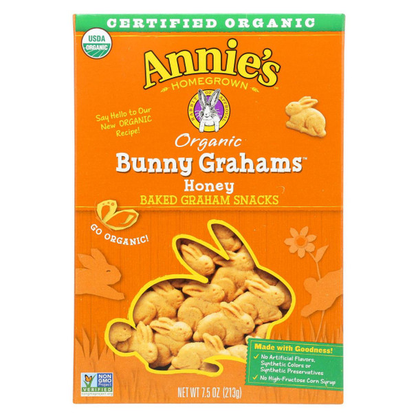 Annie'S Homegrown Bunny Grahams Honey - Case Of 12 - 7.5 Oz