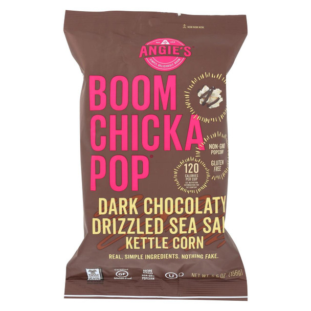 Angie'S Kettle Corn  Dark Chocolaty Drizzled Sea Salt - Case Of 12 - 5.5 Oz