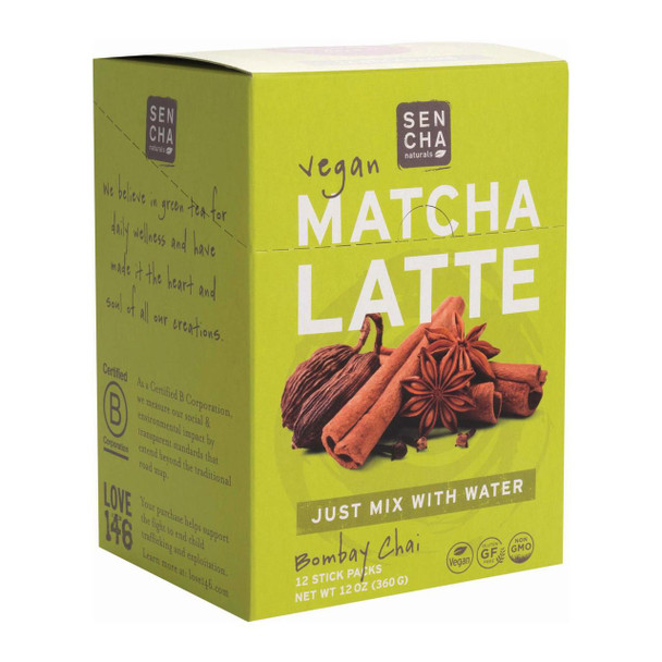 Sencha Naturals Matcha Latte - Bombay Chia - Case of 12 - 1 oz