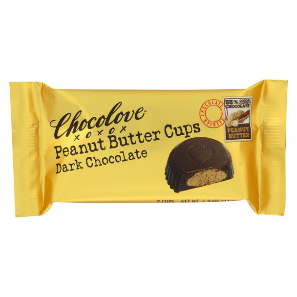 Chocolove Xoxox - Cup - Peanut Butter - Dark Chocolate - Case of 12 - 1.2 oz