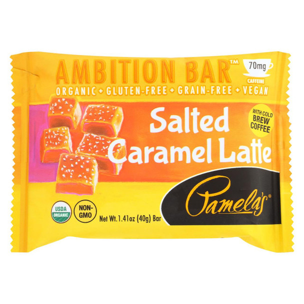 Pamela's Products - Ambition Bar - Salted Caramel Latte - Case of 12 - 1.41 oz