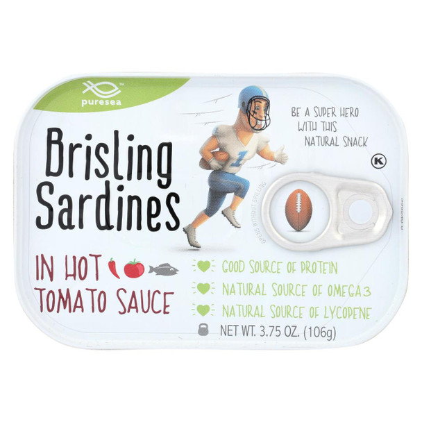 Pure Sea Sardines - Brisling - Hot Tom - Case of 12 - 3.75 oz