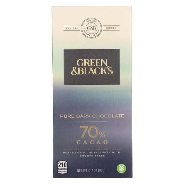 Green and Black's Bar - Dark Chocolate - 70% - Case of 12 - 3.17 oz