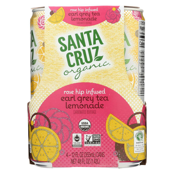 Santa Cruz Organic Lemonade - Organic - Sparkling - Earl Grey Rose Hip - Case of 6 - 4/12 fl oz