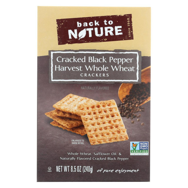 Back To Nature Crackers - Whole Wheat Black Pepper - Case of 12 - 8.5 oz