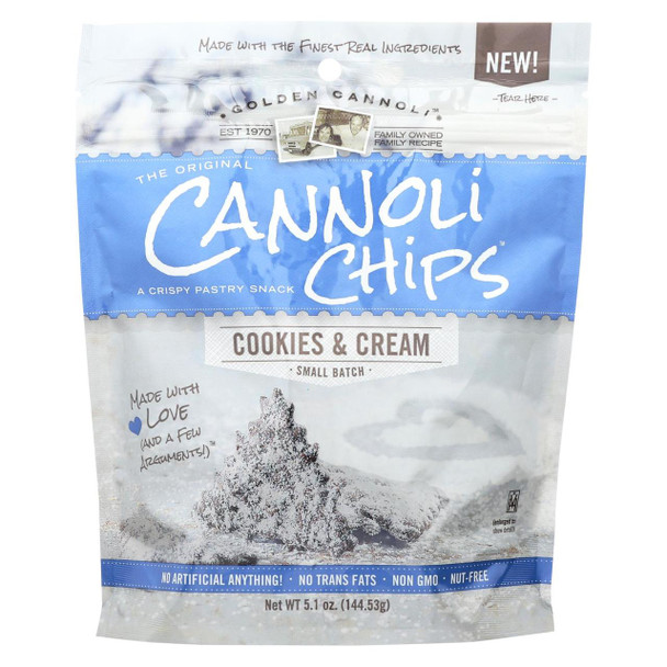 Golden Cannoli -Cannoli Chips - Cookies and Cream - Case of 8 - 5.1 oz. Golden Cannoli -Cannoli Chips - Cookies and Cream - Case of 8 - 5.1 oz.