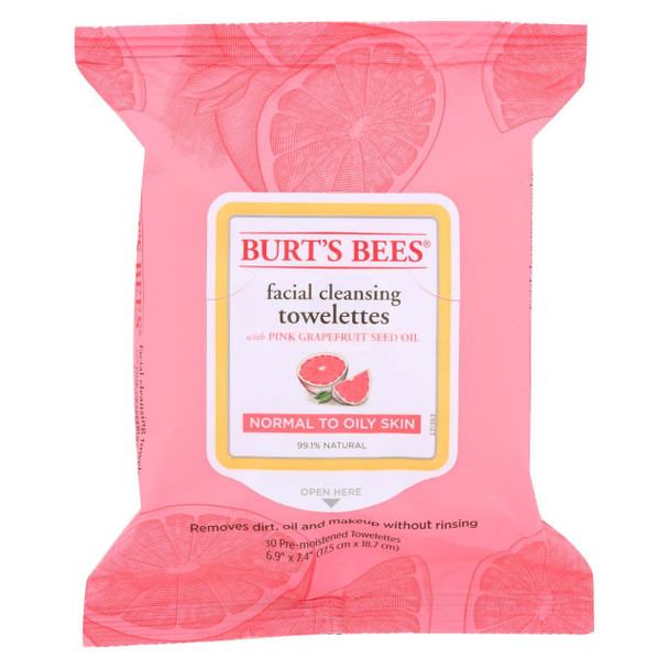 Burts Bees - Face Towelette - Pink Grapefruit - Case of 3 - 30 count