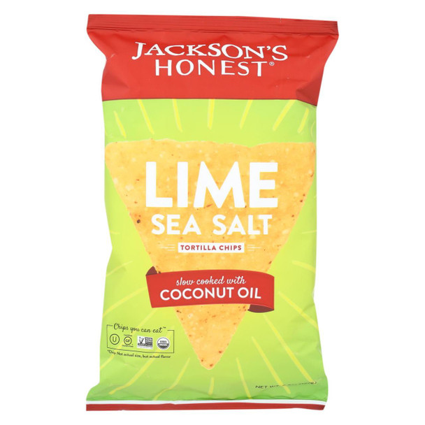 Jackson's Honest Chips - Tortilla Chips - Lime and Salt Tortilla - Case of 12 - 5.5 oz.