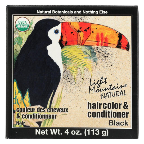 Light Mountain Hair Color/Conditioner - Organic - Black - 4 oz