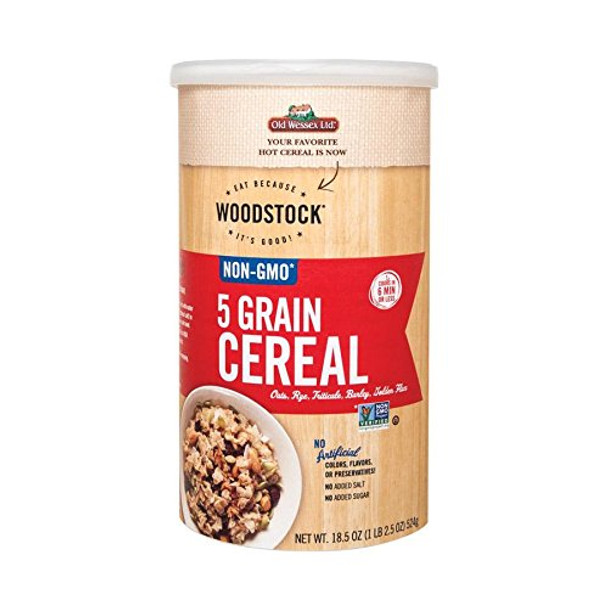 Woodstock Non-GMO 5 Grain Cereal - Case of 12 - 18.5 OZ