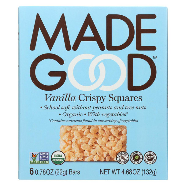 Made Good Crispy Squares - Vanilla - Case of 6 - 4.68 oz.