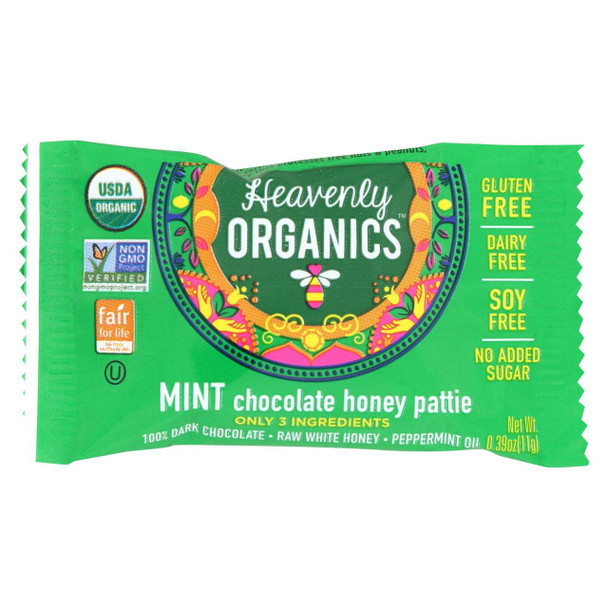 Heavenly Organics Honey Pattie - Chocolate Mint - Case of 40 - 0.39 oz