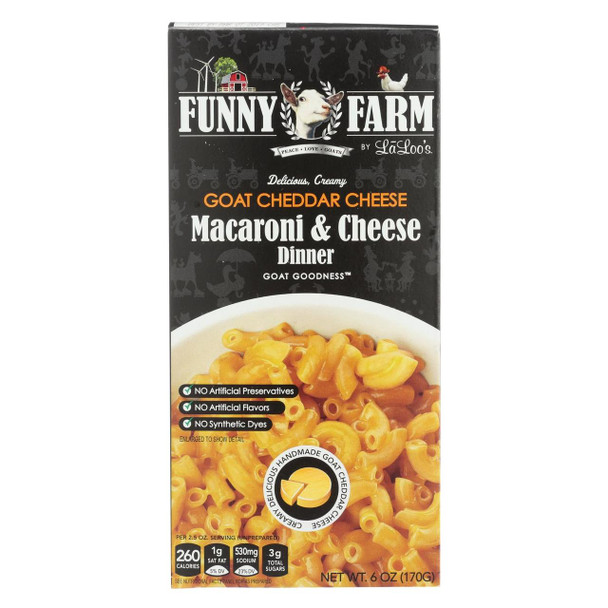 Funny Farm Macaroni & Cheese Dinner - Goat Cheddar Cheese - Case of 12 - 6 oz