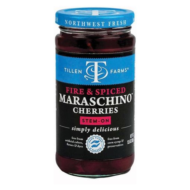 Tillen Farms Cherries - Maraschino - Spiced - Case of 6 - 13.5 oz