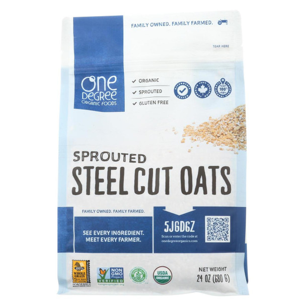 One Degree Organic Foods Organic Steel Cut Oats - Sprouted - Case of 4 - 24 oz