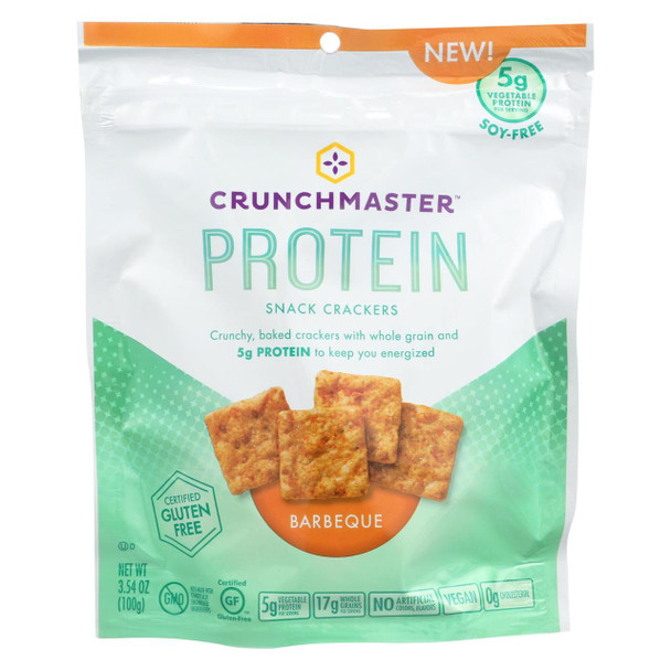 Crunchmaster Protein Crackers - Barbeque - Case of 12 - 3.54 oz