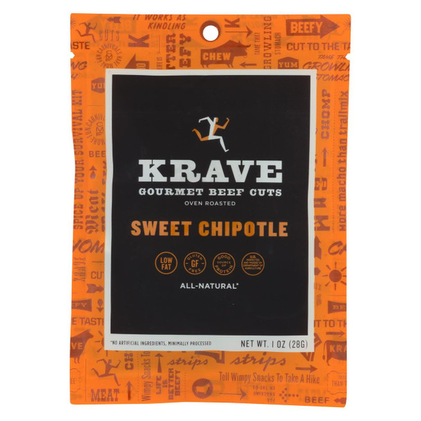 Krave Beef Jerky - Sweet Chipotle - Case of 18 - 1 oz