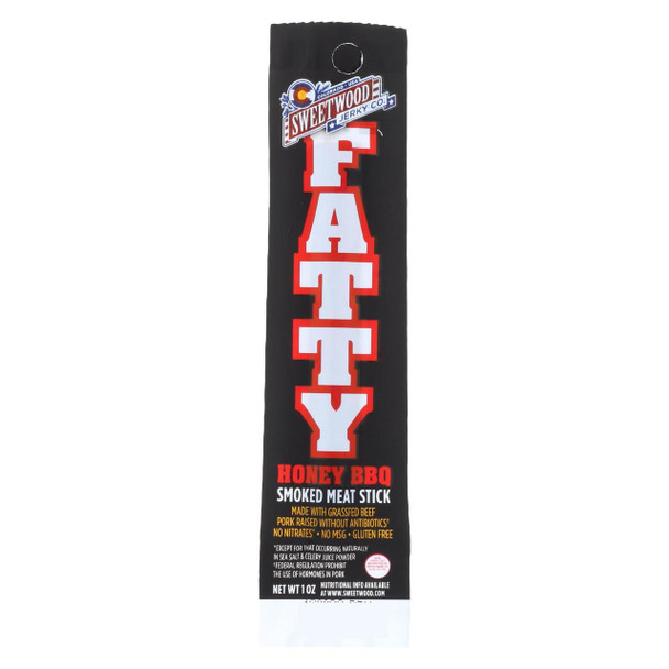 Sweetwood Cattle Meat Stick - Fatty - Honey BBQ - Case of 20 - 1 oz
