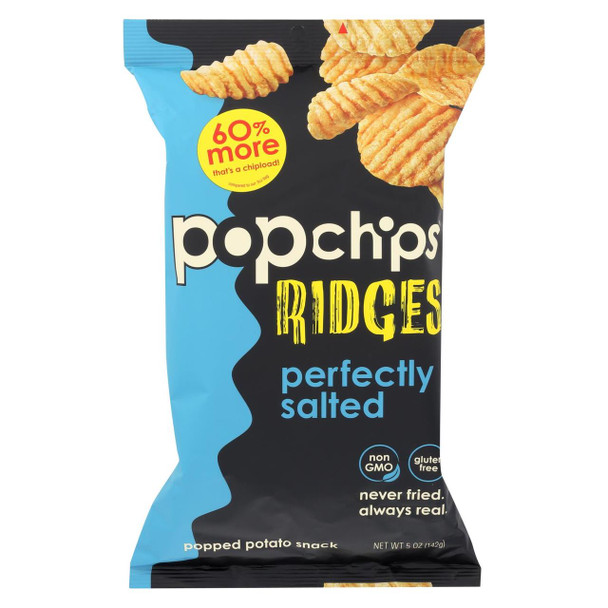 Popchips Potato Chip - Ridges - Salted - Case of 12 - 5 oz