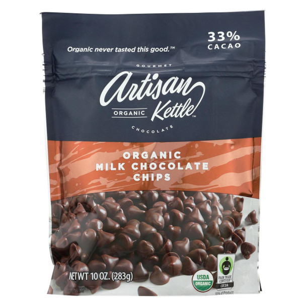 Artisan Kettle Chocolate Chips - Organic - Milk - Case of 6 - 10 oz