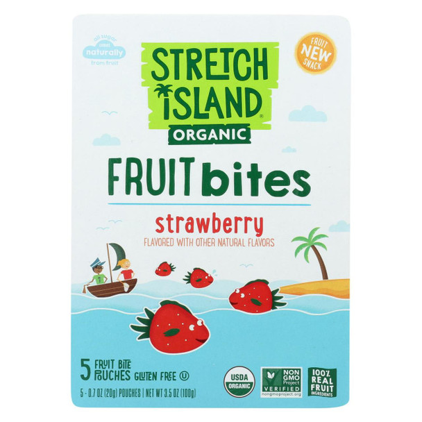 Stretch Island Organic Fruit Bites - Strawberry - Case of 9 - Pack of 5 - 0.7 oz