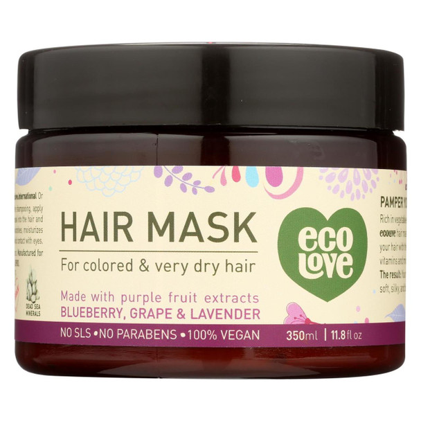 Ecolove Hair Mask - Purple Fruit Hair Mask For Colored and Very Dry Hair  - Case of 1 - 11.8 oz.