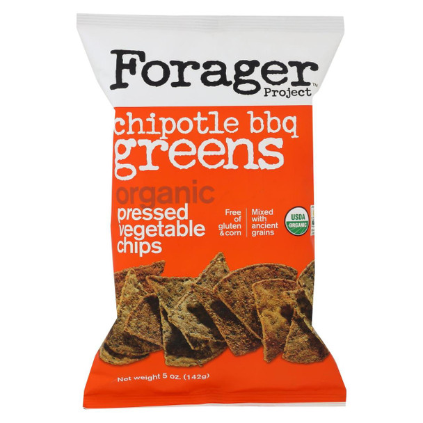 Forager Project Vegetable Chips - Chipotle BBQ Greens - Case of 12 - 5 oz.