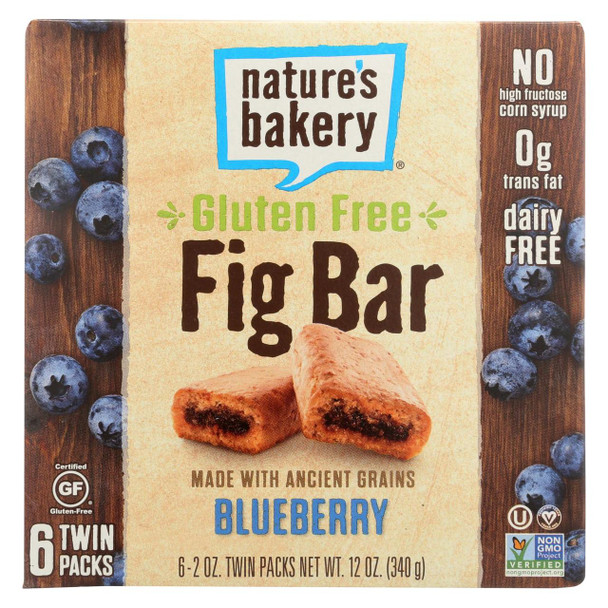 Nature's Bakery Gluten Free Fig Bar - Blueberry - Case of 6 - 2 oz.