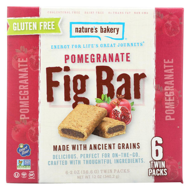 Nature's Bakery Gluten Free Fig Bar - Pomegranite - Case of 6 - 2 oz.