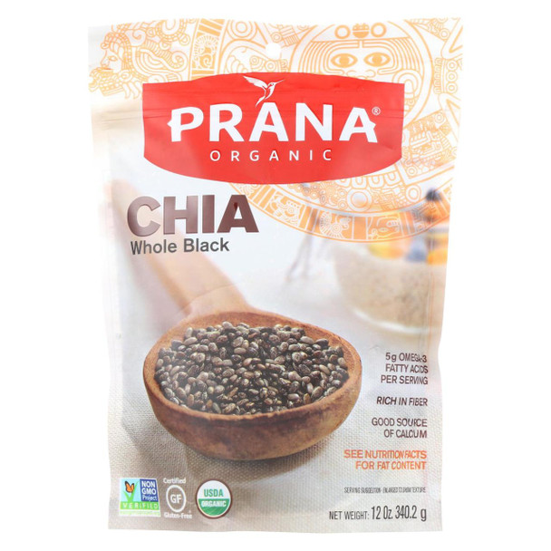 Prana Organics Chia - Organic - Whole - Black - Case of 6 - 12 oz