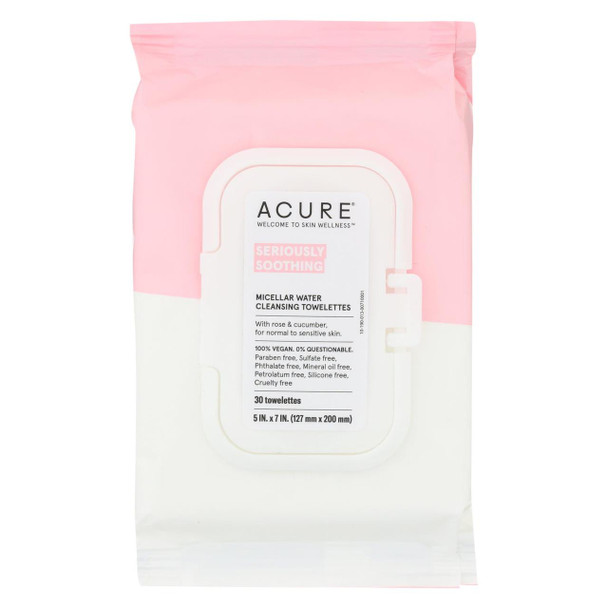 Acure Towelettes - Micellar - Soothe - 30 count
