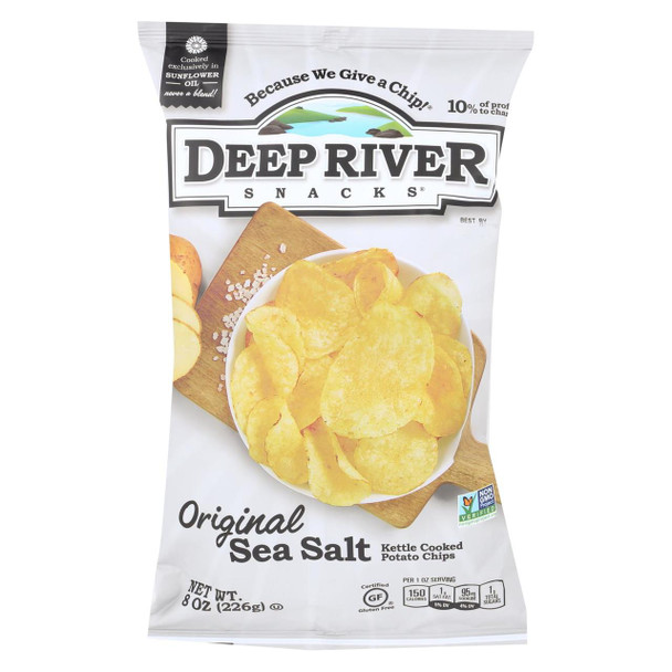 Deep River Snacks Kettle Chips - Original Sea Salt - Case of 12 - 8 oz.